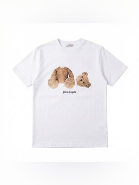 Palm Angels White Tee with Detached Teddy Graphic
